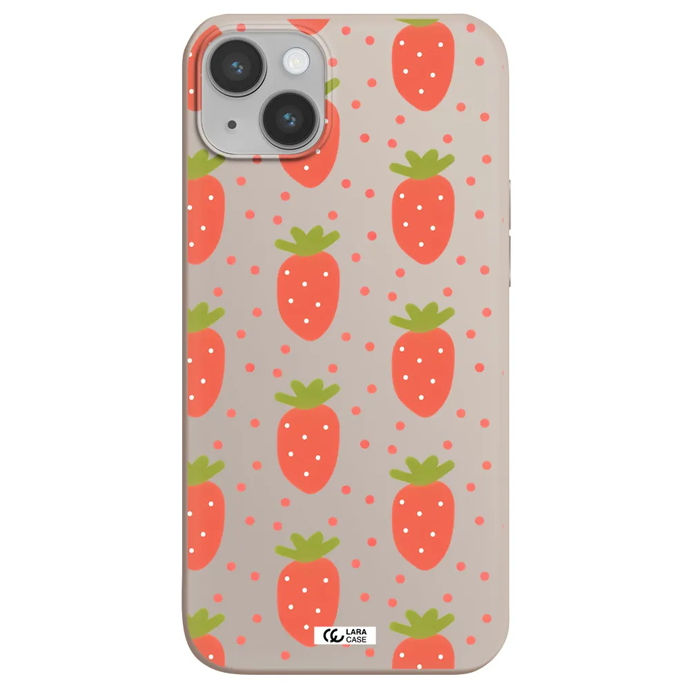 a pattern of strawberries on a white background Apple iPhone 14 Silicone Stone Case