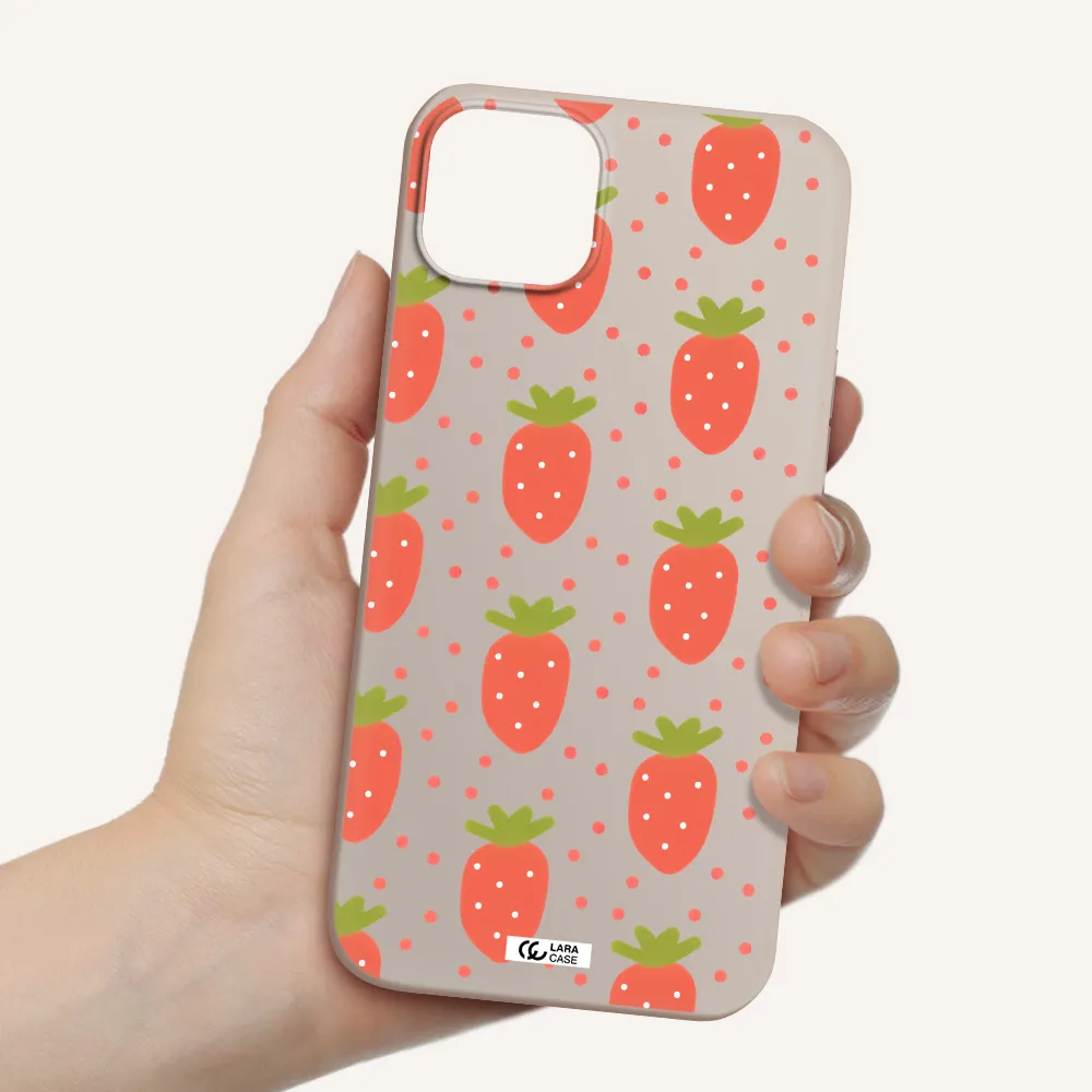 a pattern of strawberries on a white background Apple iPhone 14 Silicone Stone Case