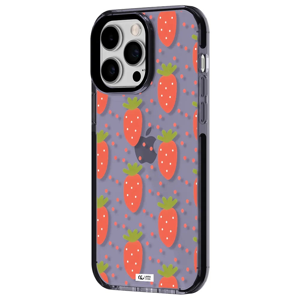 a pattern of strawberries on a white background Apple iPhone 15 Pro Max impact Lilac Case
