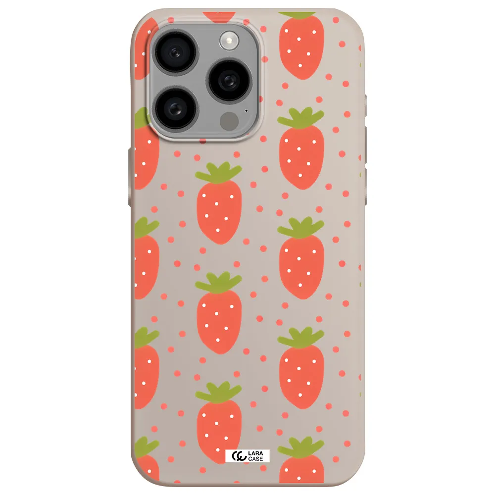a pattern of strawberries on a white background Apple Iphone 15 Pro max Silicone Stone Case