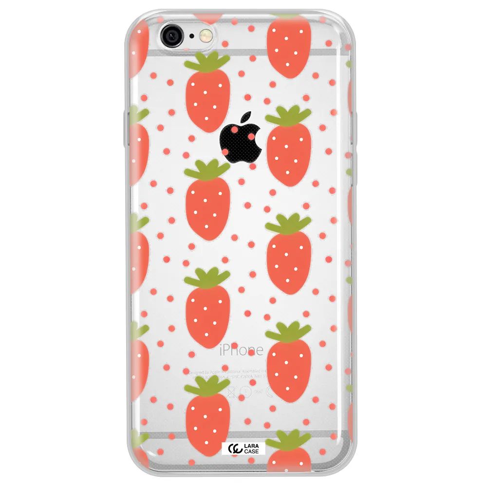 a pattern of strawberries on a white background Apple iPhone 6 Clear TPU Case