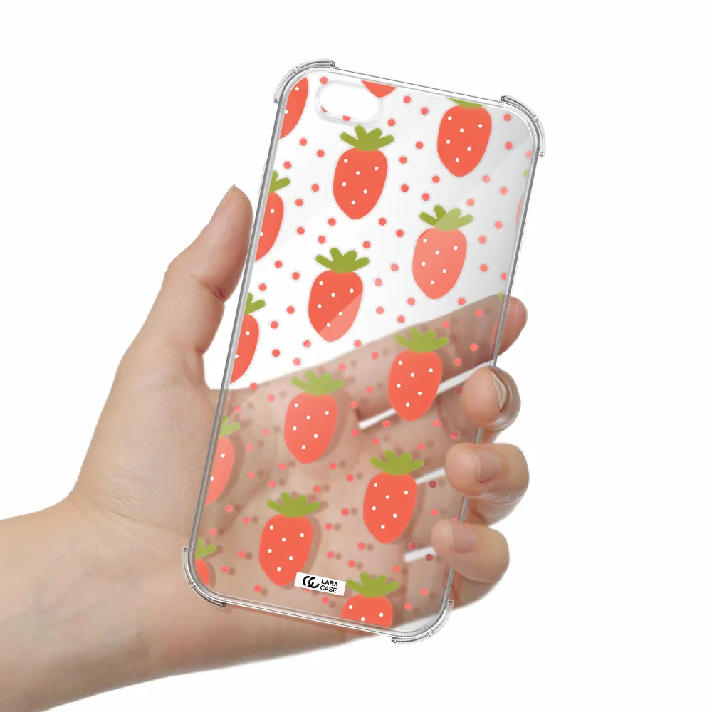a pattern of strawberries on a white background Apple iPhone 6 plus Clear PC Case