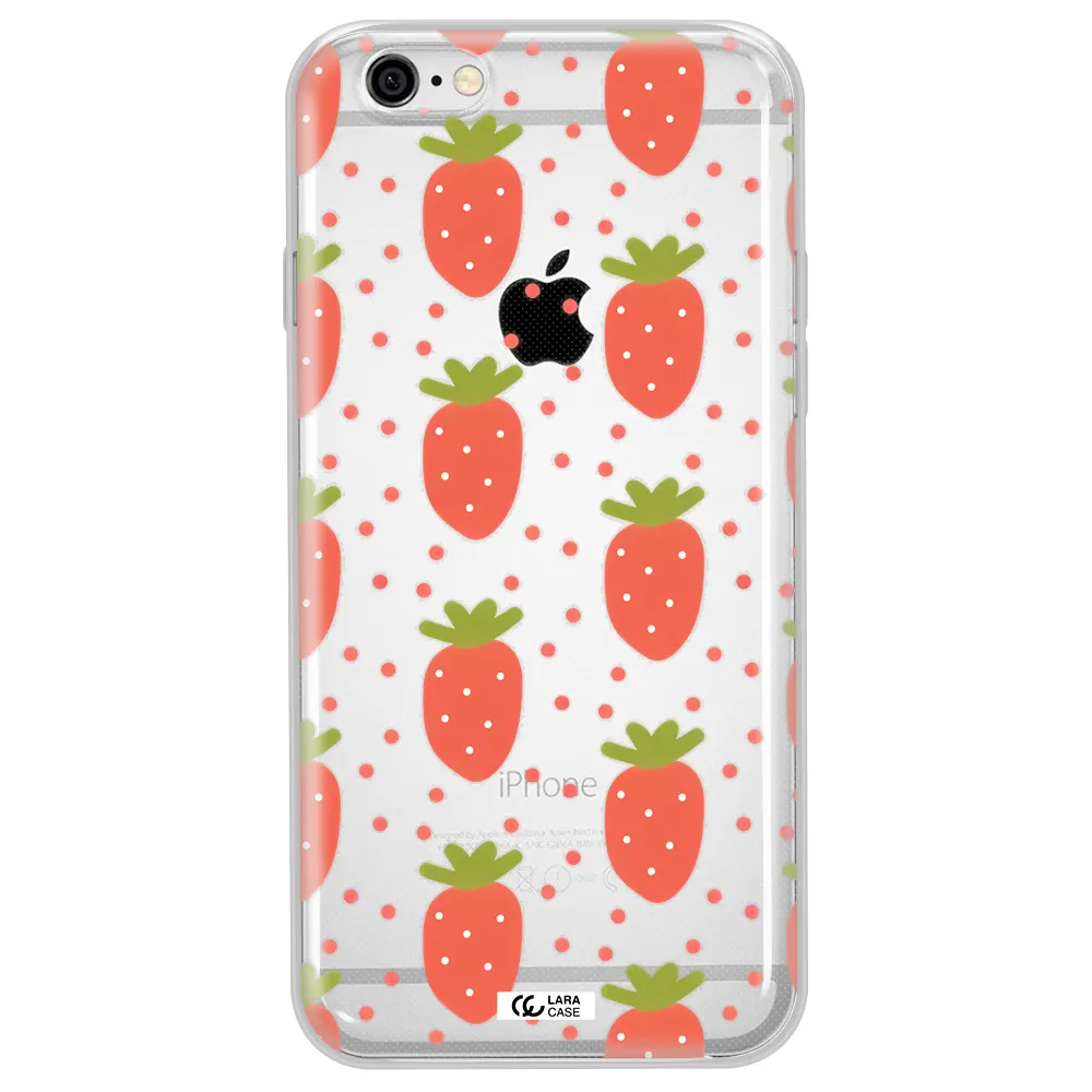 a pattern of strawberries on a white background Apple iPhone 6 plus Clear TPU Case