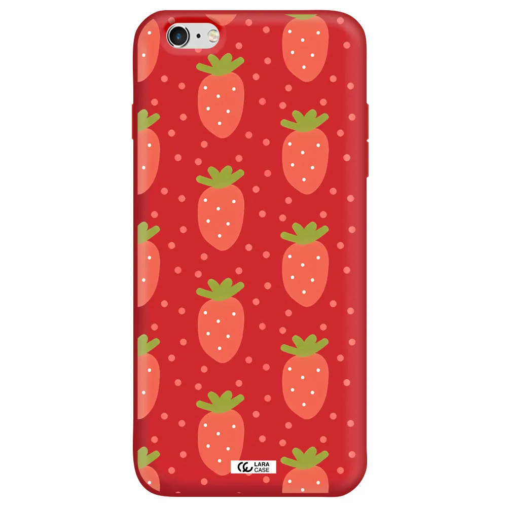 a pattern of strawberries on a white background Apple iPhone 6 plus Silicone Imperial Red Case