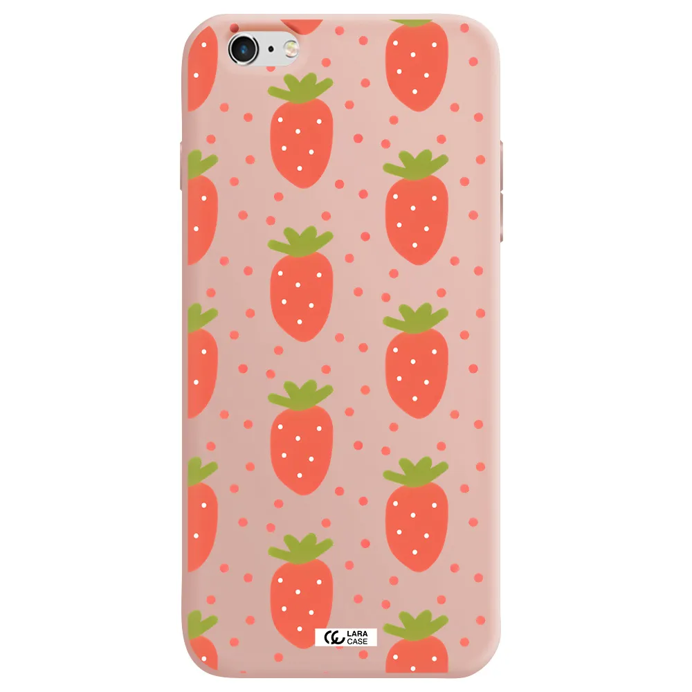 a pattern of strawberries on a white background Apple iPhone 6 plus Silicone pastel pink Case