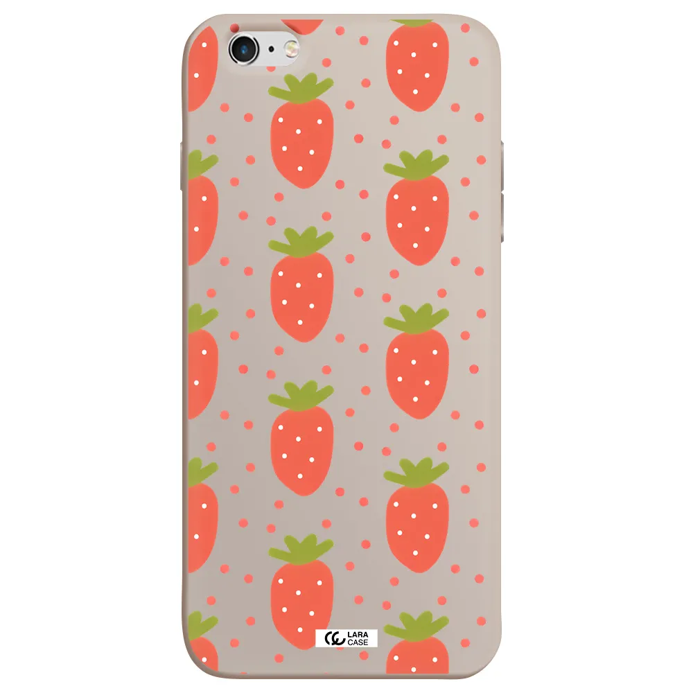 a pattern of strawberries on a white background Apple iPhone 6 plus Silicone Stone Case