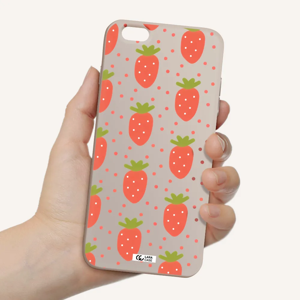 a pattern of strawberries on a white background Apple iPhone 6 plus Silicone Stone Case