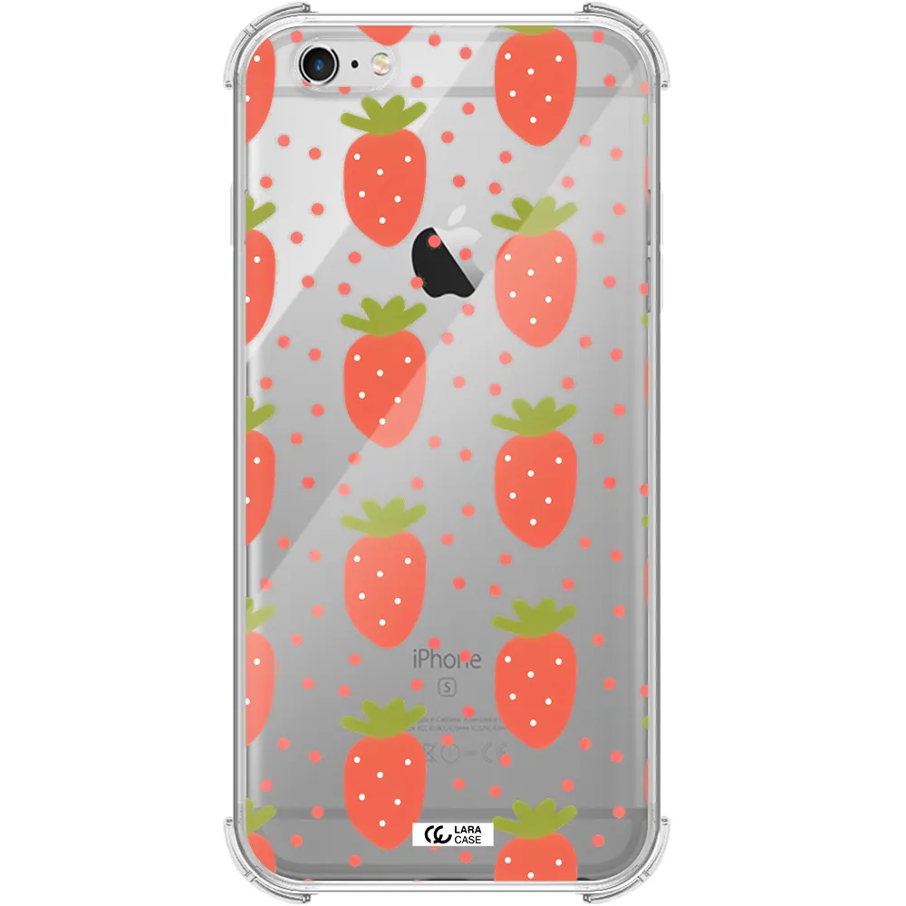 a pattern of strawberries on a white background Apple iPhone 6 s plus Clear PC Case