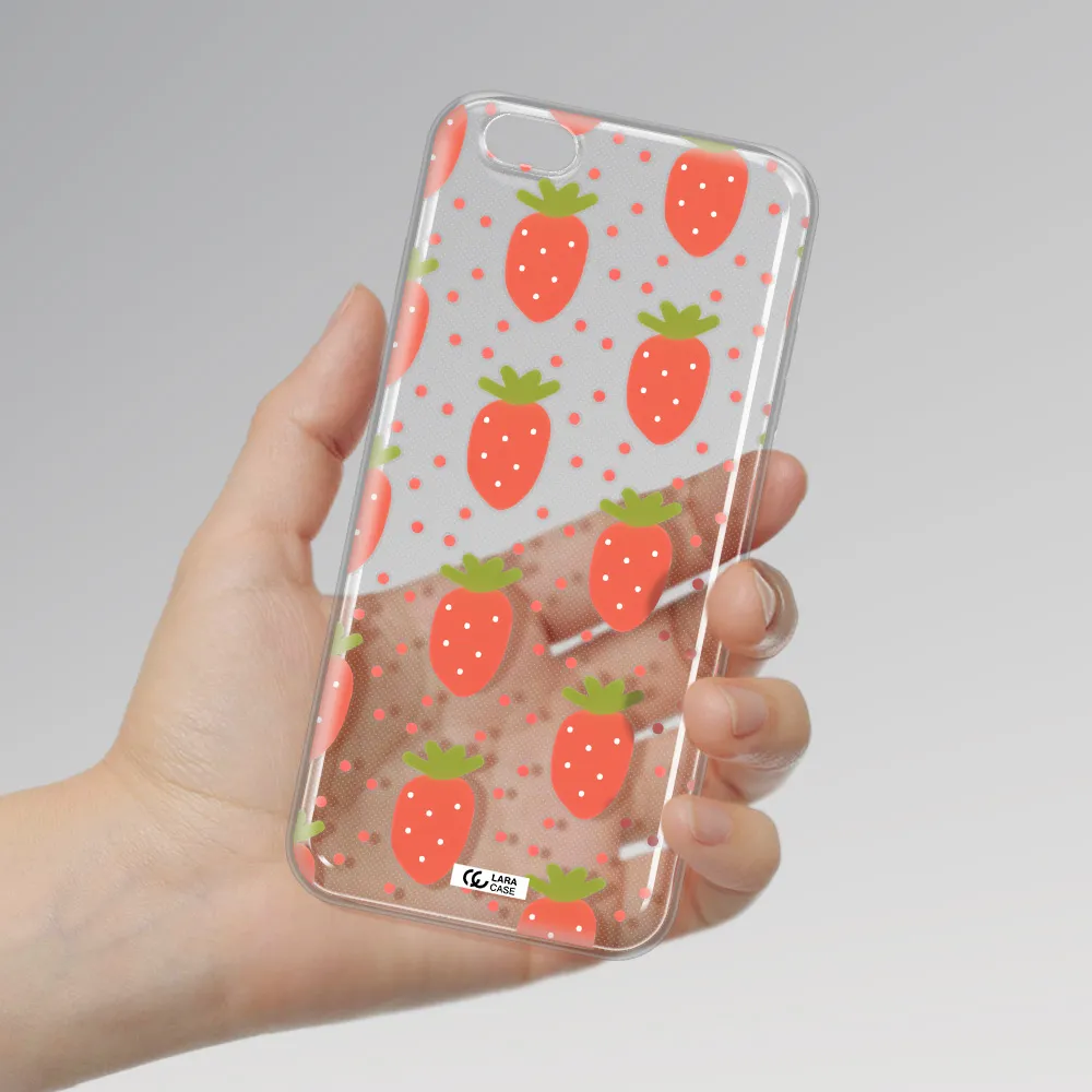 a pattern of strawberries on a white background Apple iPhone 6 s plus Clear TPU Case
