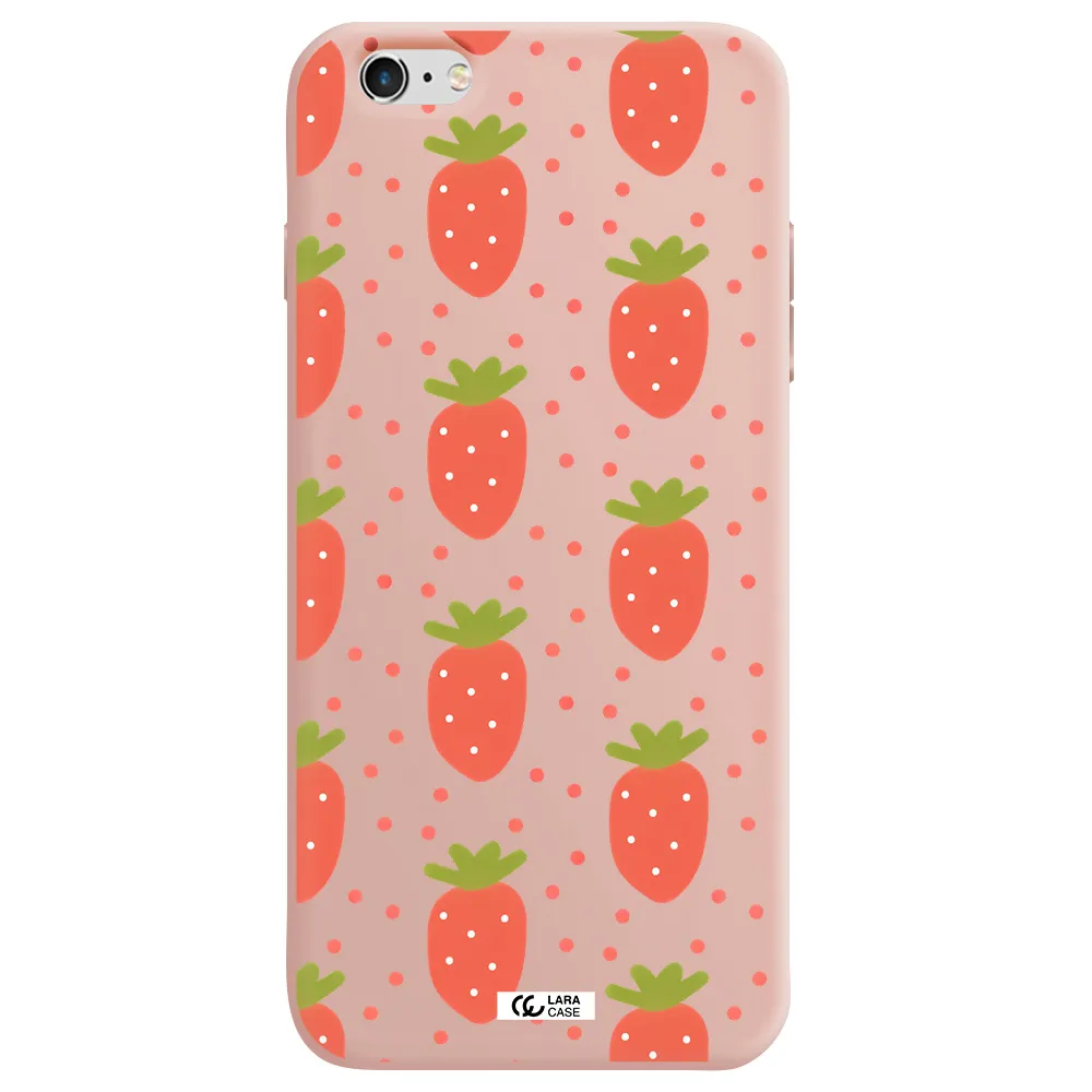 a pattern of strawberries on a white background Apple iPhone 6 s plus Silicone pastel pink Case