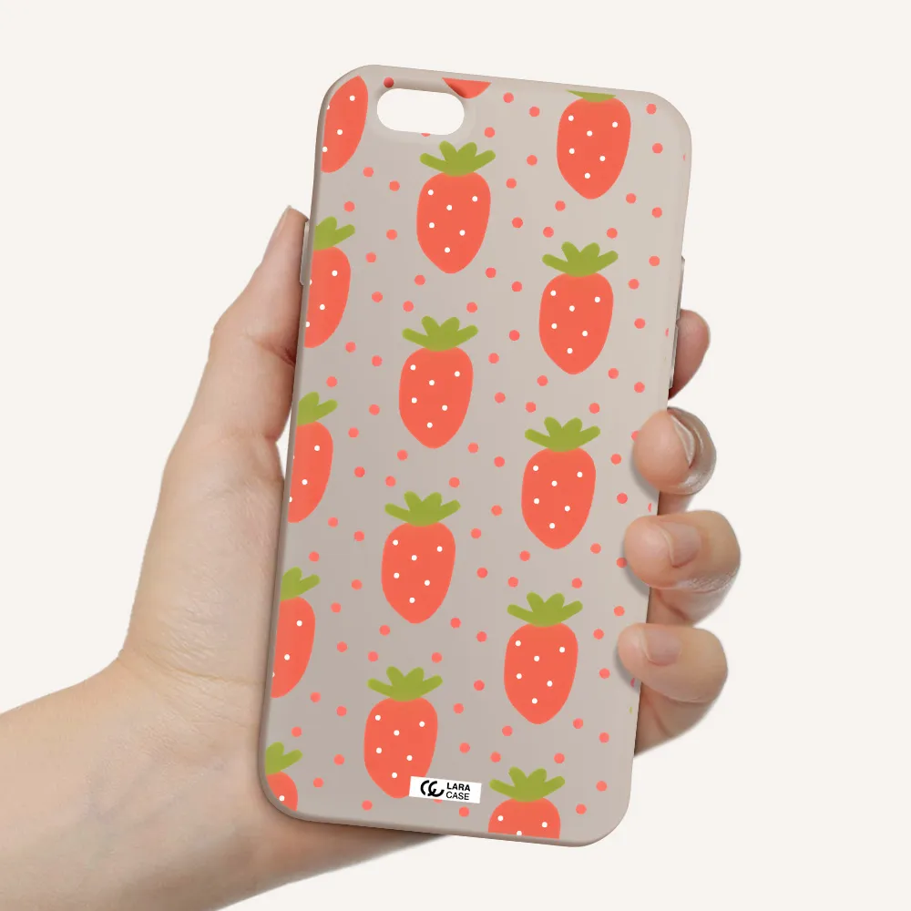 a pattern of strawberries on a white background Apple iPhone 6 Silicone Stone Case