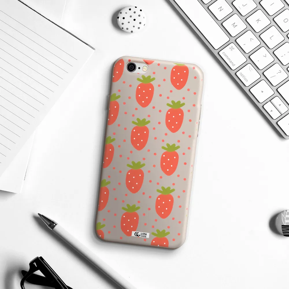 a pattern of strawberries on a white background Apple iPhone 6 Silicone Stone Case