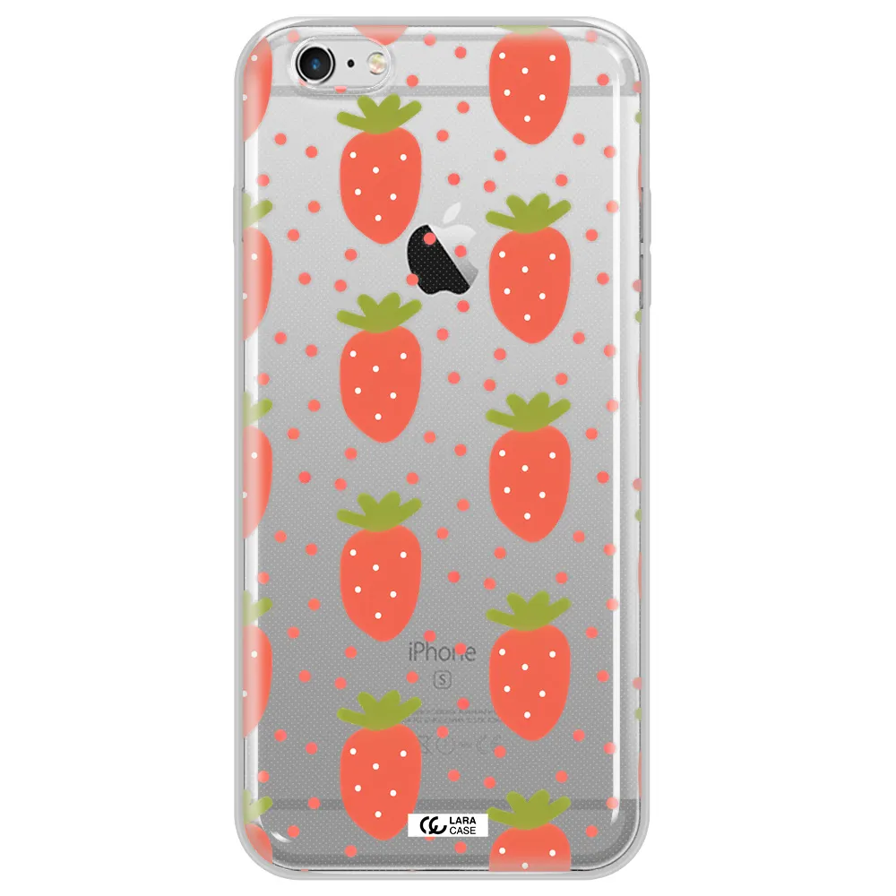 a pattern of strawberries on a white background Apple iPhone 6S Clear TPU Case