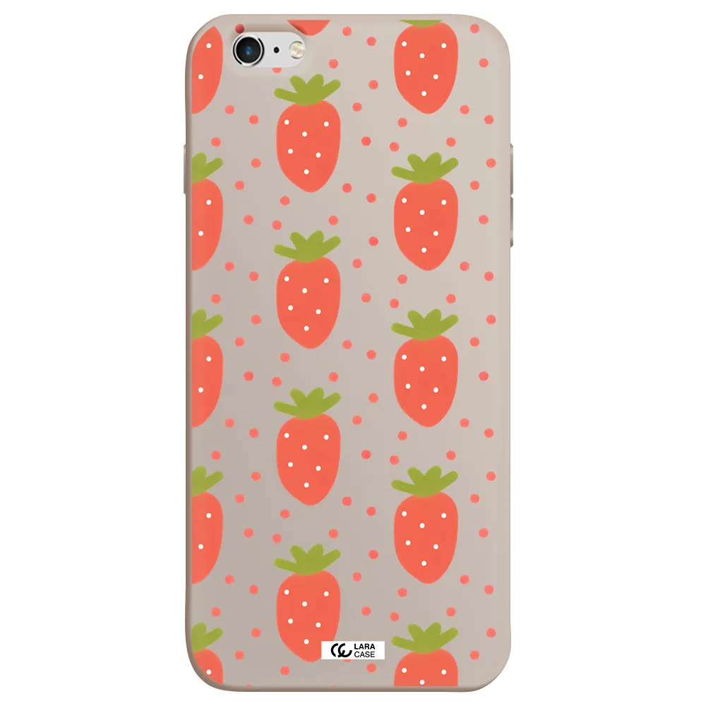 a pattern of strawberries on a white background Apple iPhone 6S Silicone Stone Case