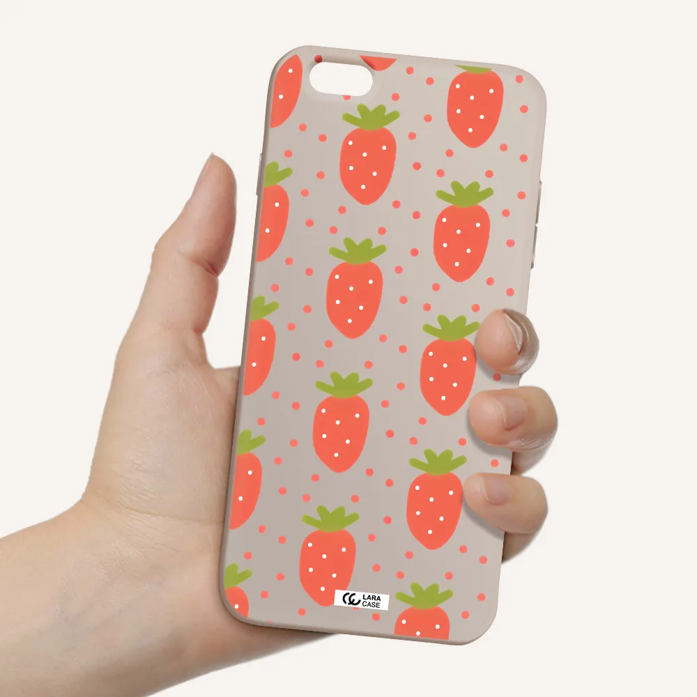 a pattern of strawberries on a white background Apple iPhone 6S Silicone Stone Case