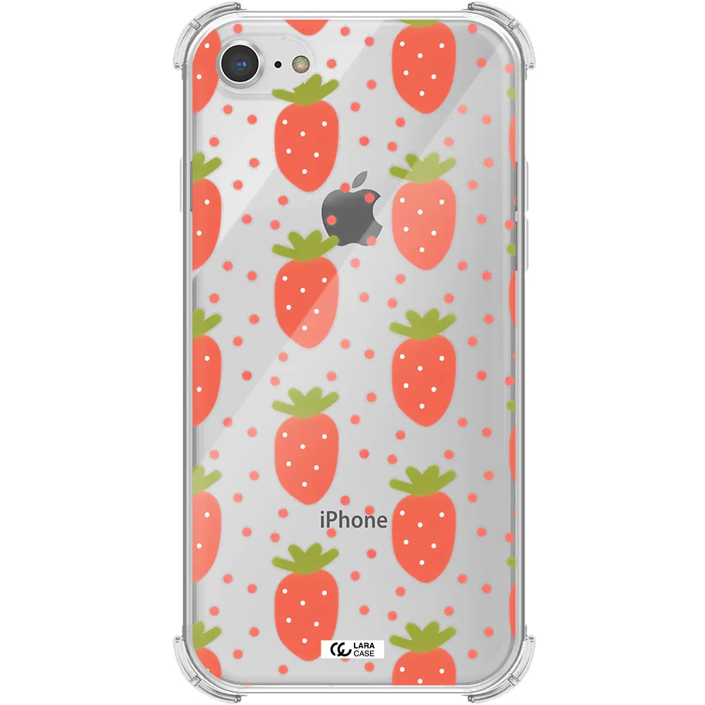 a pattern of strawberries on a white background Apple iPhone 7 Clear PC Case