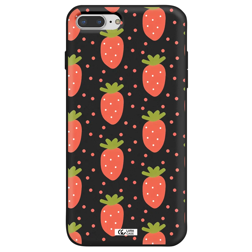 a pattern of strawberries on a white background Apple iPhone 7 plus Silicone black Case