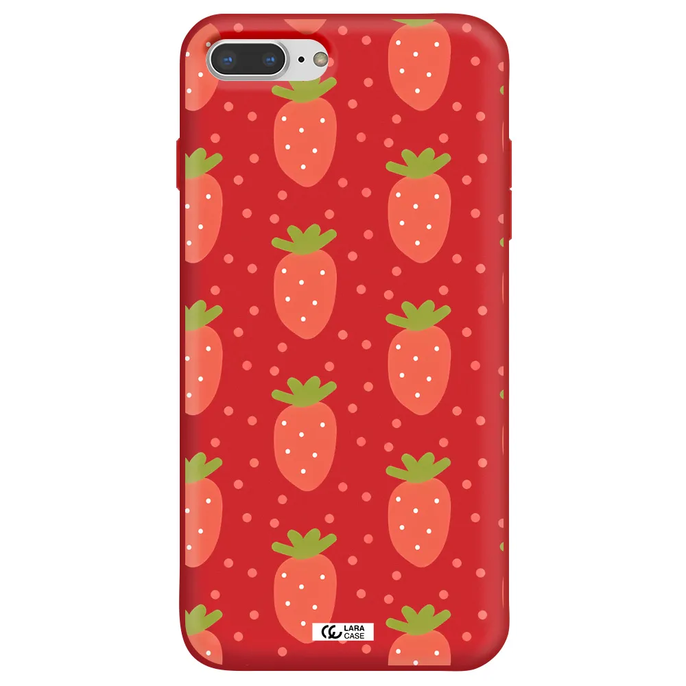 a pattern of strawberries on a white background Apple iPhone 7 plus Silicone Imperial Red Case