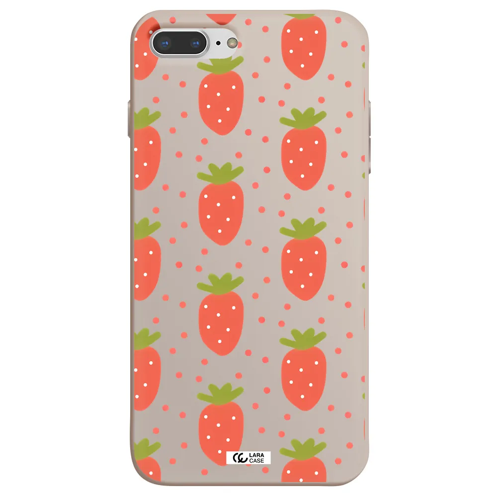 a pattern of strawberries on a white background Apple iPhone 7 plus Silicone Stone Case