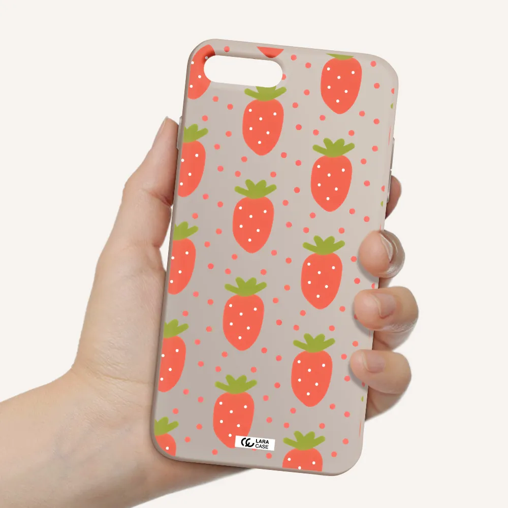 a pattern of strawberries on a white background Apple iPhone 7 plus Silicone Stone Case