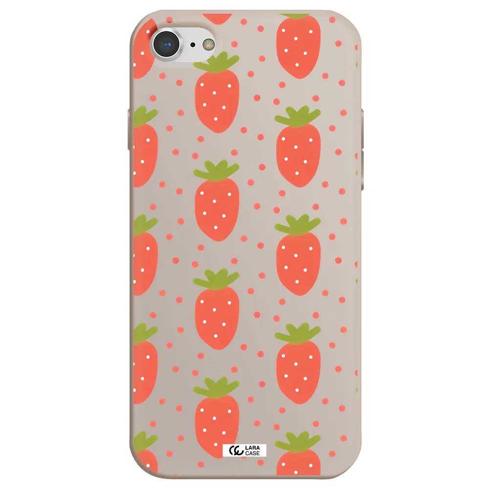 a pattern of strawberries on a white background Apple iPhone 7 Silicone Stone Case