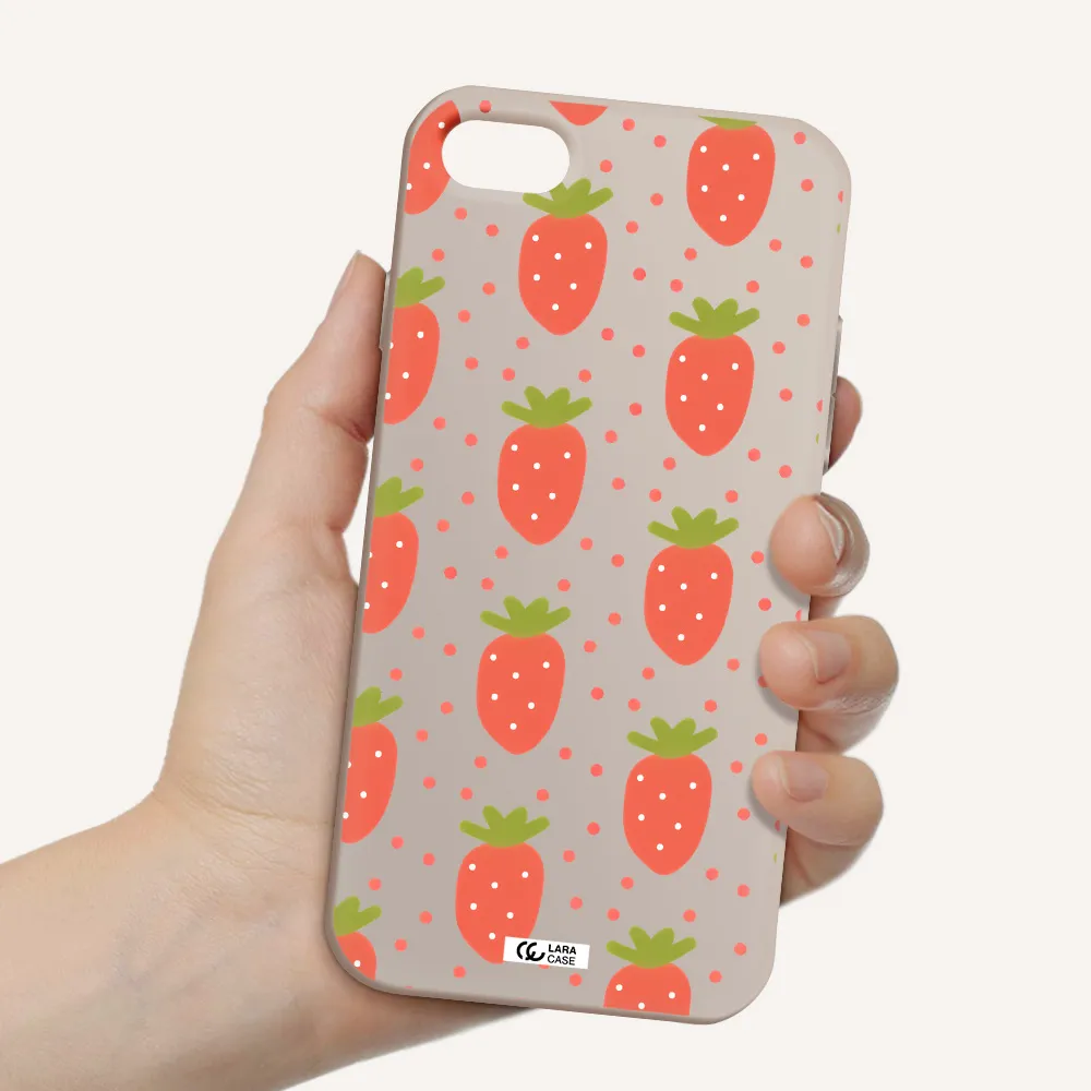 a pattern of strawberries on a white background Apple iPhone 7 Silicone Stone Case