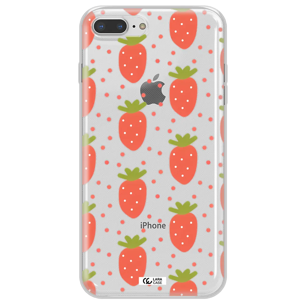 a pattern of strawberries on a white background Apple iPhone 8 plus Clear TPU Case