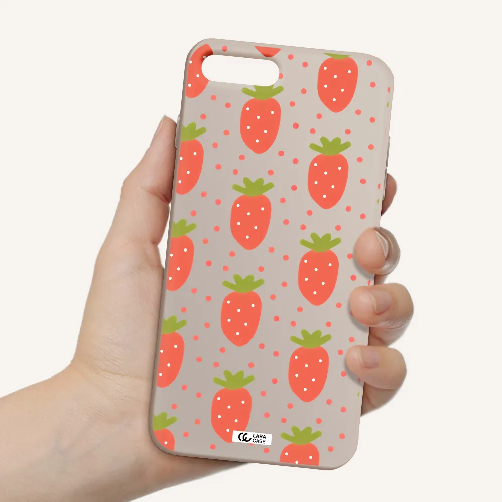 a pattern of strawberries on a white background Apple iPhone 8 plus Silicone Stone Case