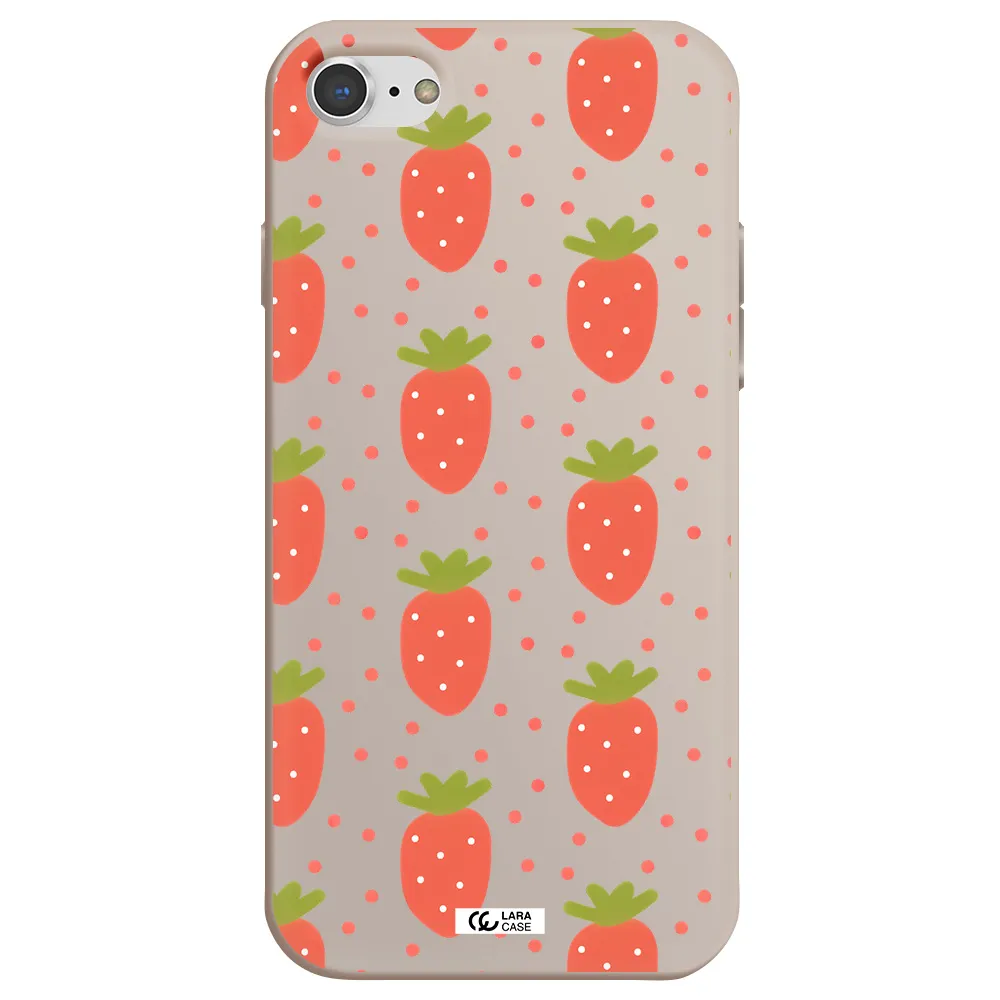 a pattern of strawberries on a white background Apple iPhone 8 Silicone Stone Case