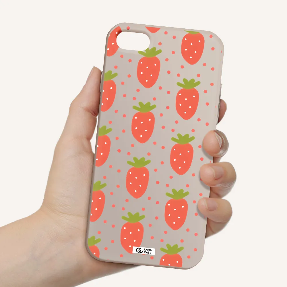 a pattern of strawberries on a white background Apple iPhone 8 Silicone Stone Case