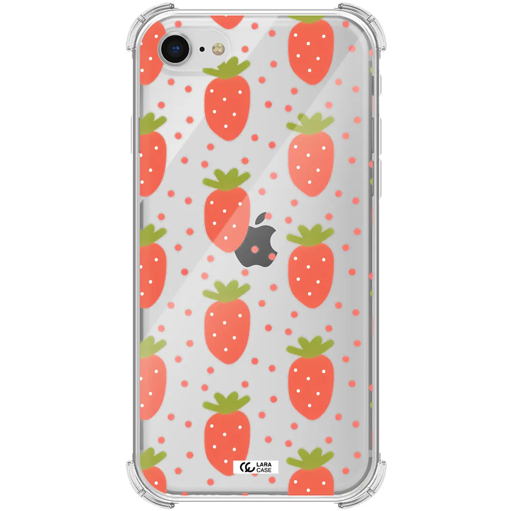 a pattern of strawberries on a white background Apple iPhone se 2020 Clear PC Case