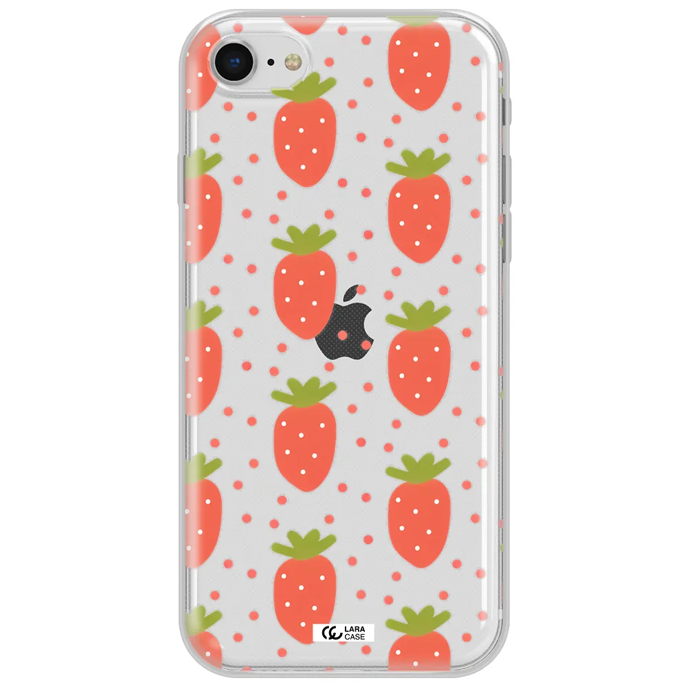 A Pattern Of Strawberries On A White Background Apple Iphone Se 2020 Clear Tpu Case