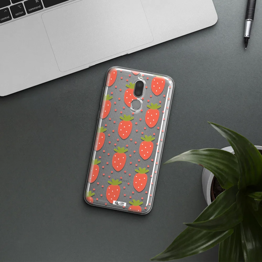 a pattern of strawberries on a white background Huawei Mate 10 Lite Clear TPU Case