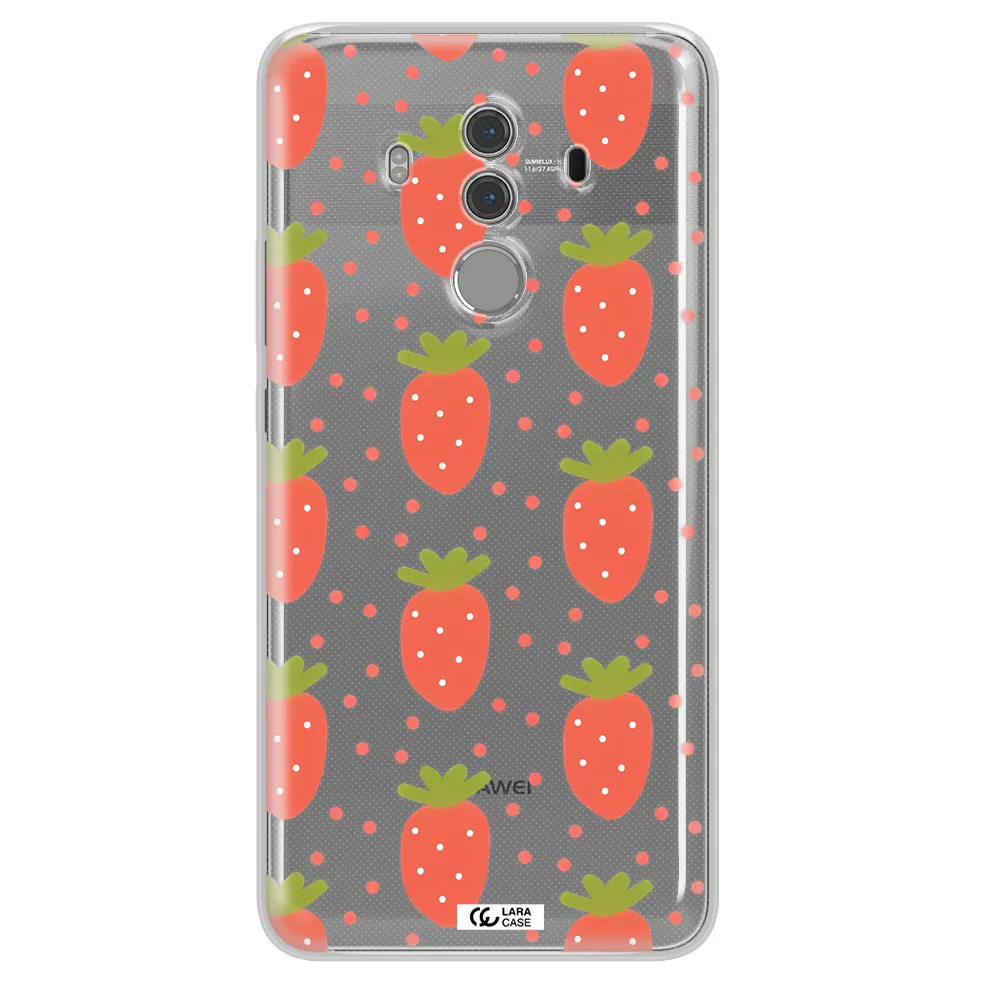 a pattern of strawberries on a white background Huawei Mate 10 Pro Clear TPU Case