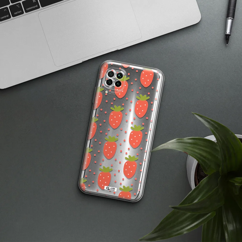 A Pattern Of Strawberries On A White Background Huawei Nova 7I Clear Tpu Case