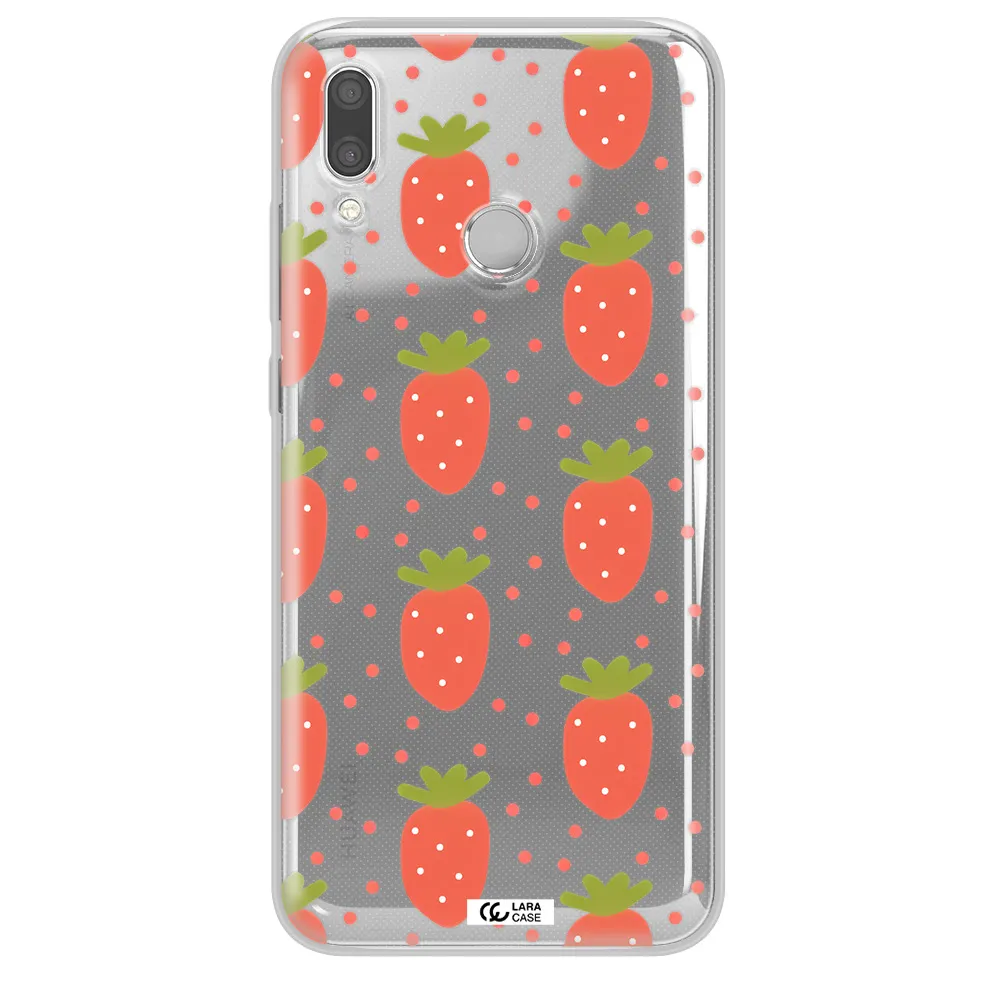 a pattern of strawberries on a white background Huawei P Smart 2019 Clear TPU Case