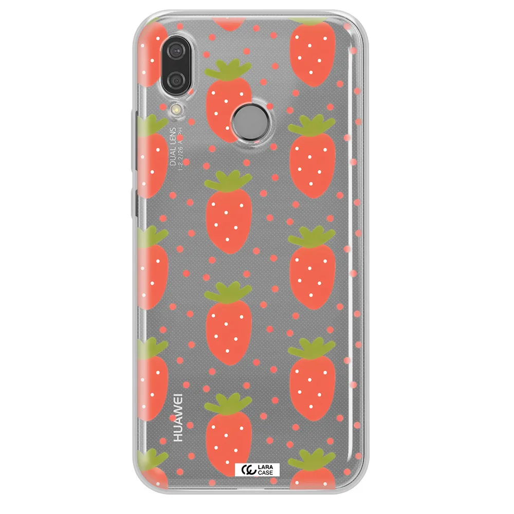 a pattern of strawberries on a white background Huawei P20 Lite Clear TPU Case