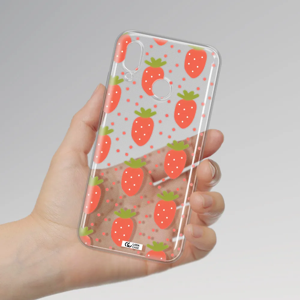a pattern of strawberries on a white background Huawei P20 Lite Clear TPU Case