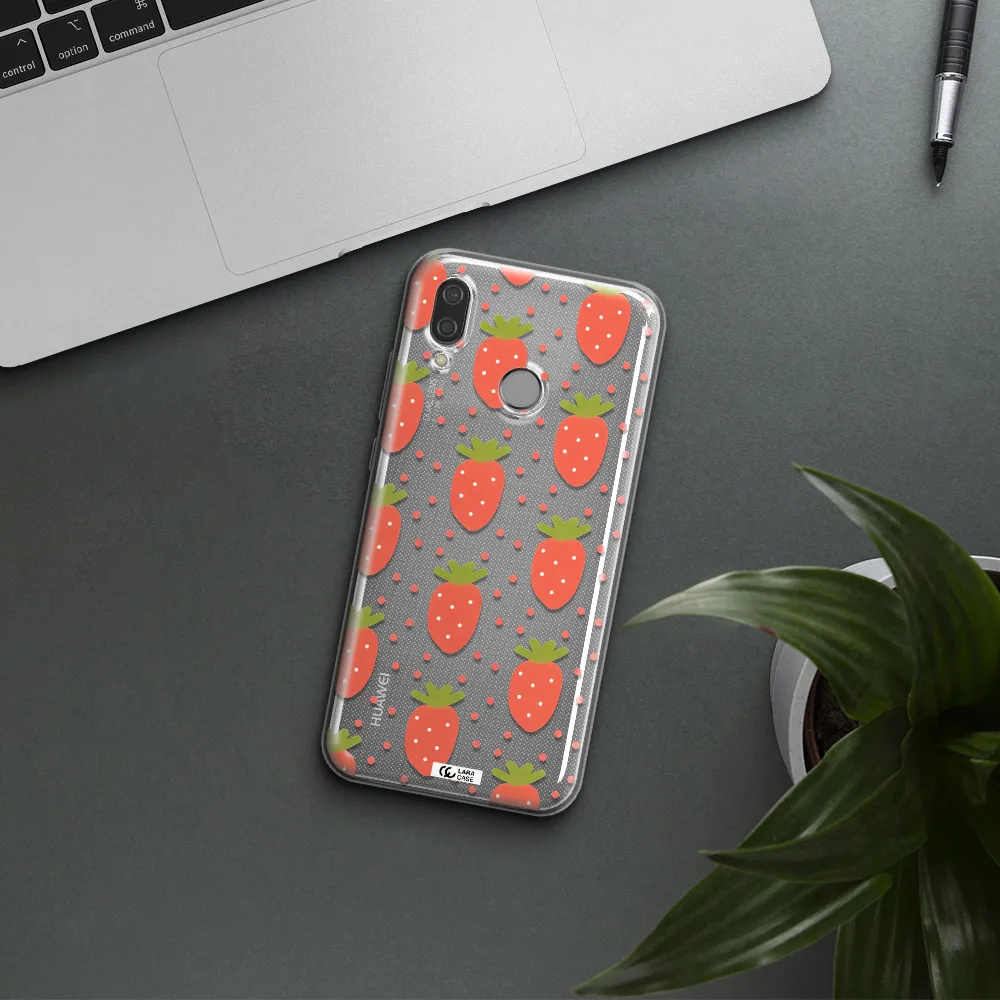 a pattern of strawberries on a white background Huawei P20 Lite Clear TPU Case