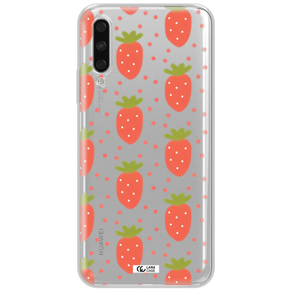 A Pattern Of Strawberries On A White Background Huawei Y9S Clear Tpu Case