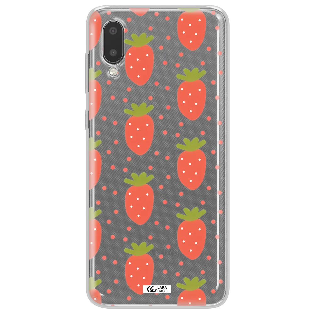 a pattern of strawberries on a white background Samsung A02 Clear TPU Case