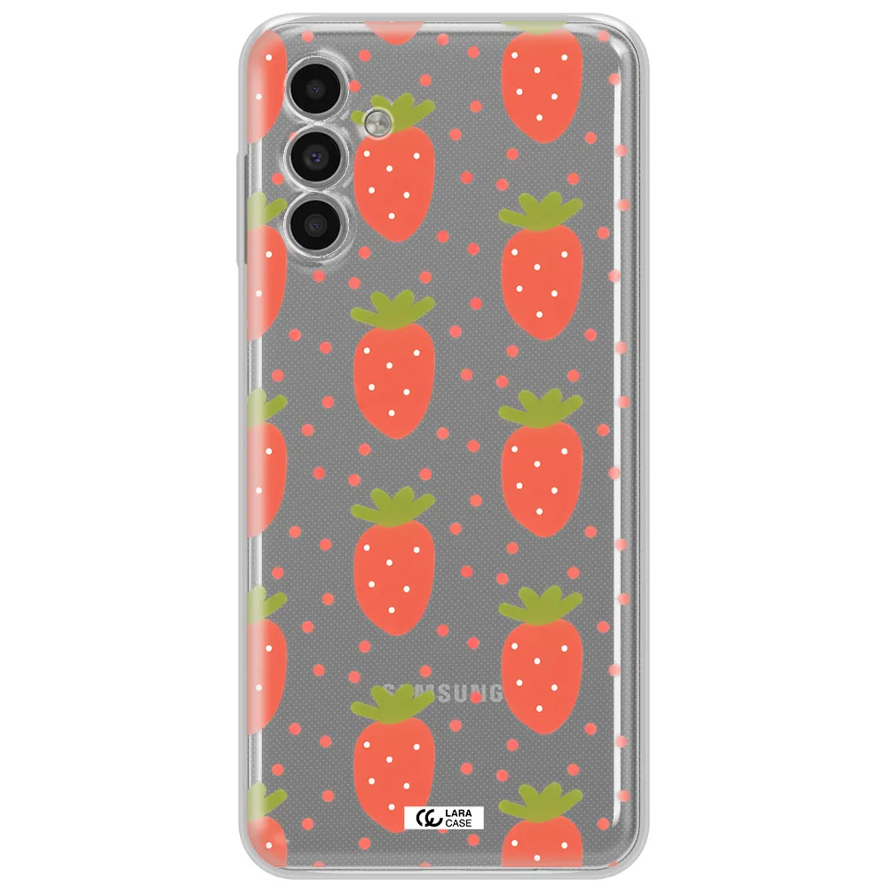 A Pattern Of Strawberries On A White Background Samsung A13 5G Clear Tpu Case