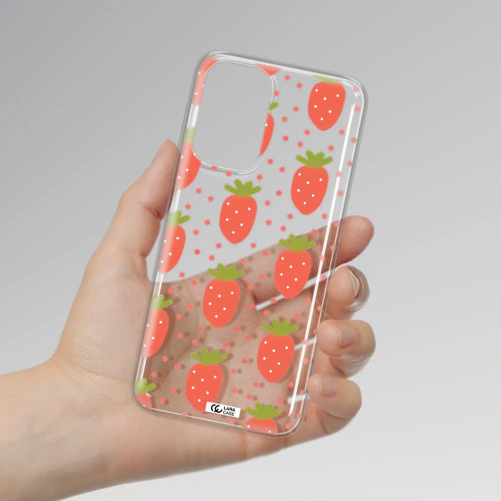 a pattern of strawberries on a white background Samsung A33 Clear TPU Case