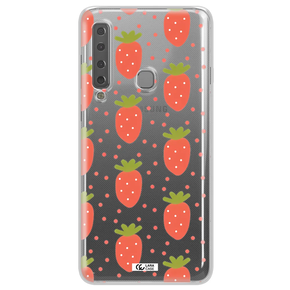 a pattern of strawberries on a white background Samsung A9 2018 Clear TPU Case