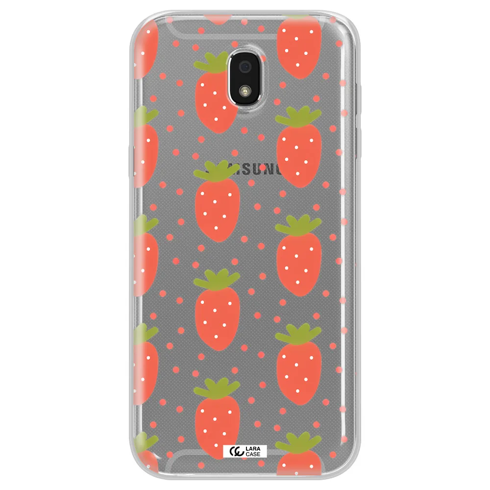 a pattern of strawberries on a white background Samsung J5 2017 Clear TPU Case