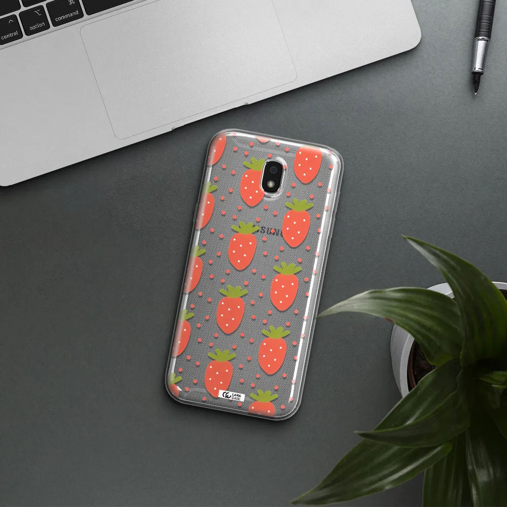 a pattern of strawberries on a white background Samsung J5 2017 Clear TPU Case