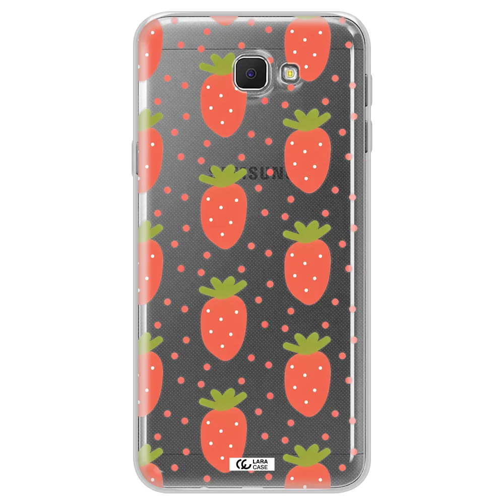 a pattern of strawberries on a white background Samsung J5 Prime Clear TPU Case