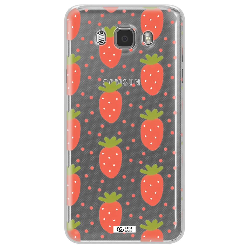 a pattern of strawberries on a white background Samsung J7 2016 Clear TPU Case
