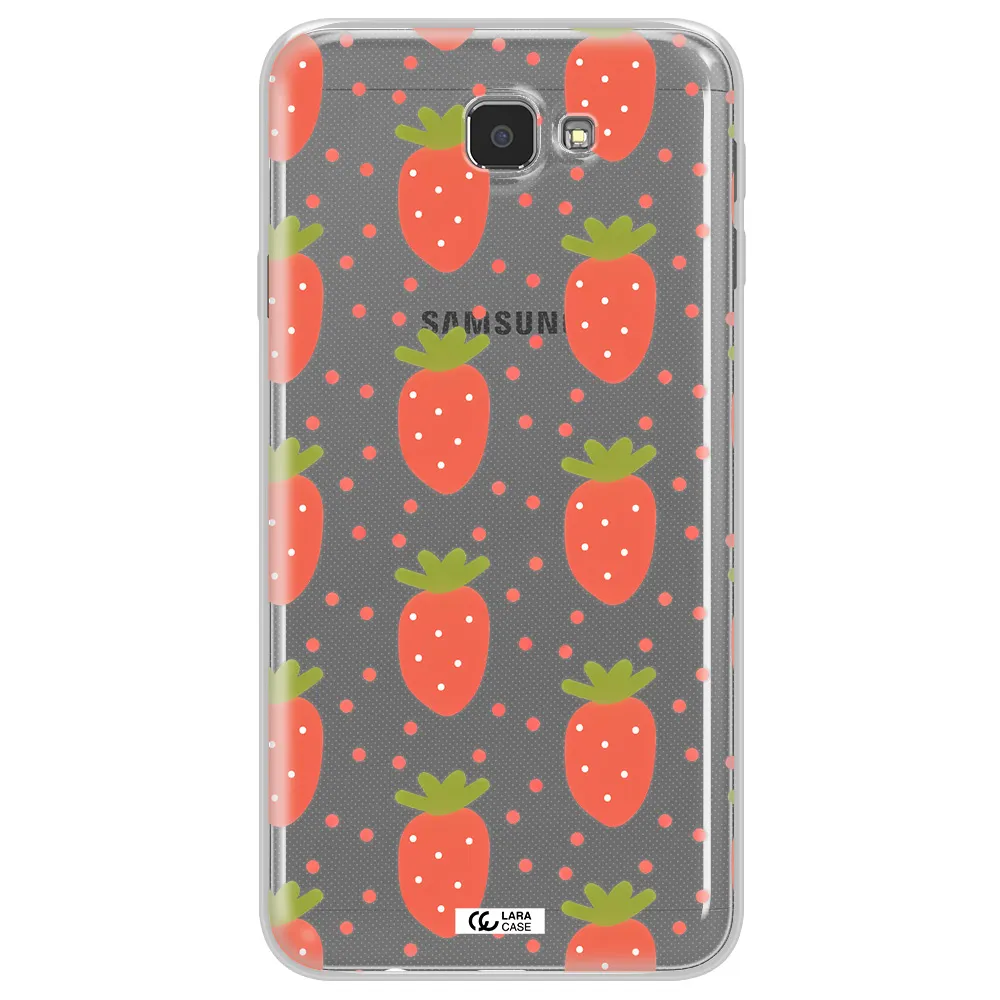 a pattern of strawberries on a white background Samsung J7 Prim Clear TPU Case