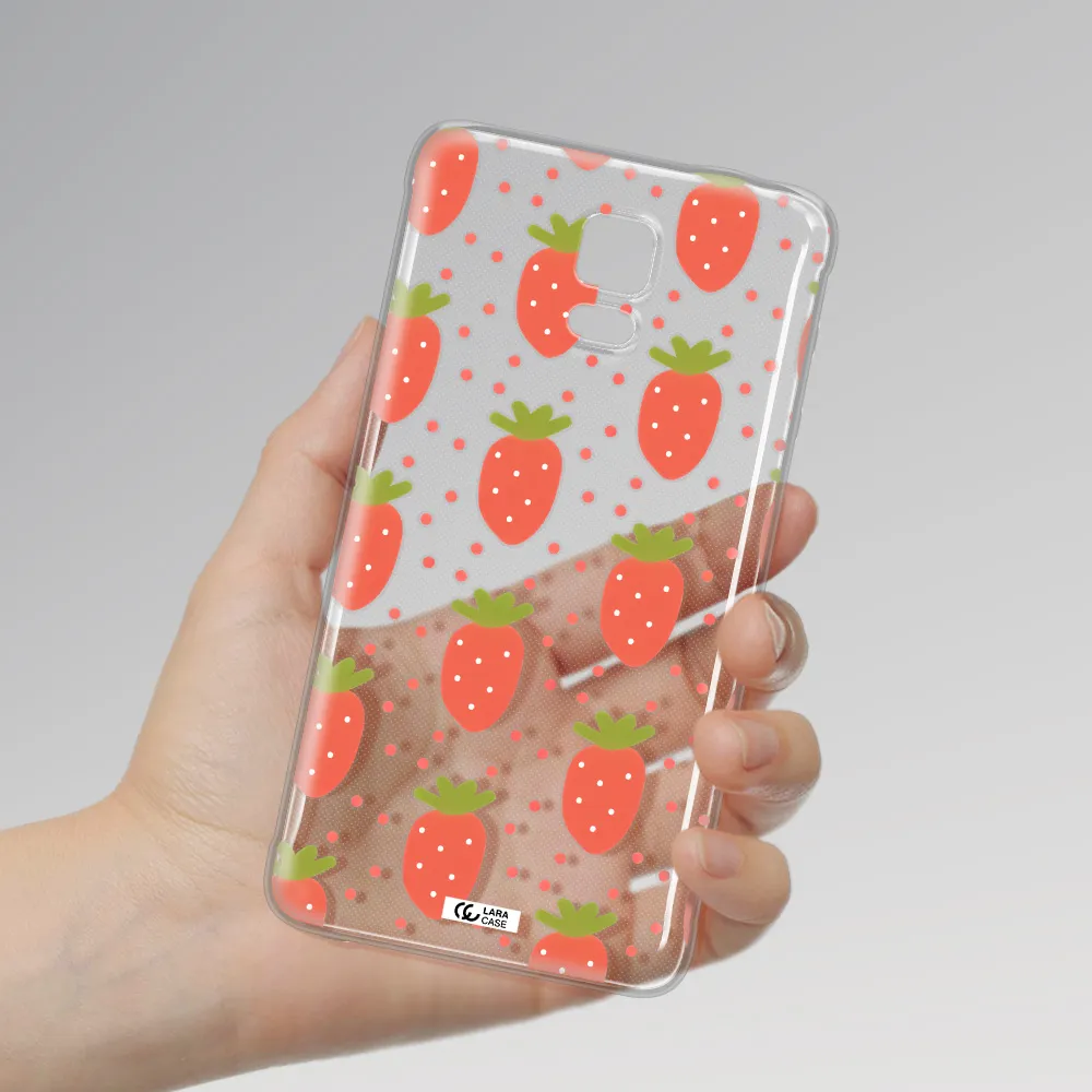 a pattern of strawberries on a white background Samsung Note 4 Clear TPU Case